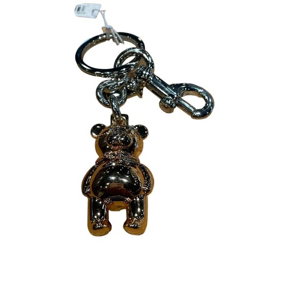 Coach Rose Gold Tone Teddy Bear Purse Charm 3D Keychain 87166 New - Picture 7 of 8
